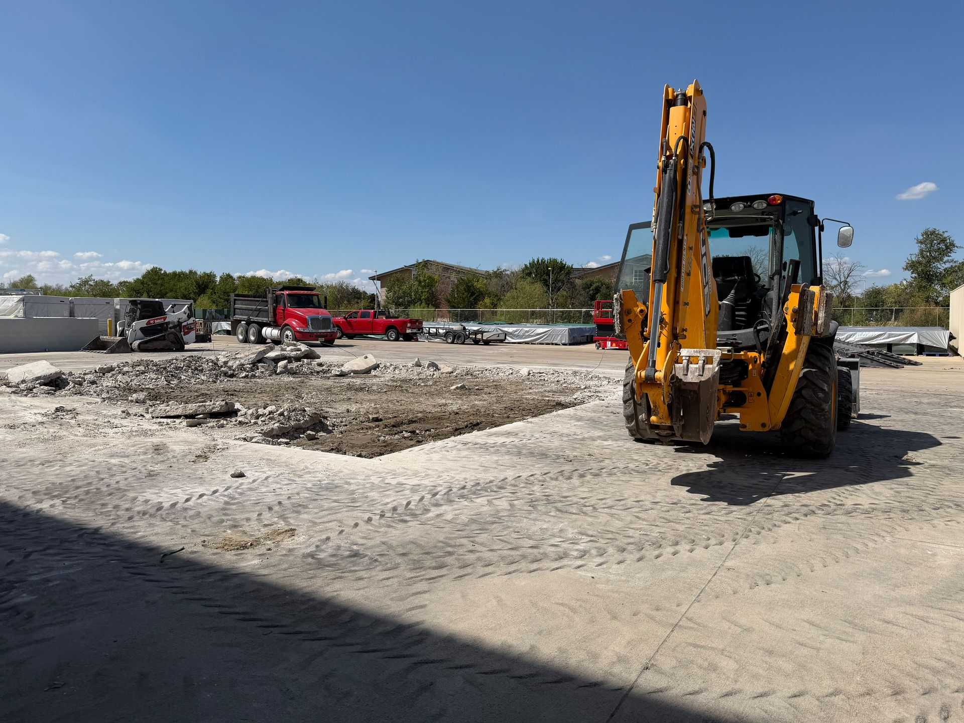 Fort Worth tank renovation site, demolition of existing flooring and preparation for foundation construction.